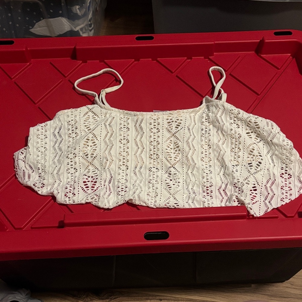 White Crochet bathing suit Top